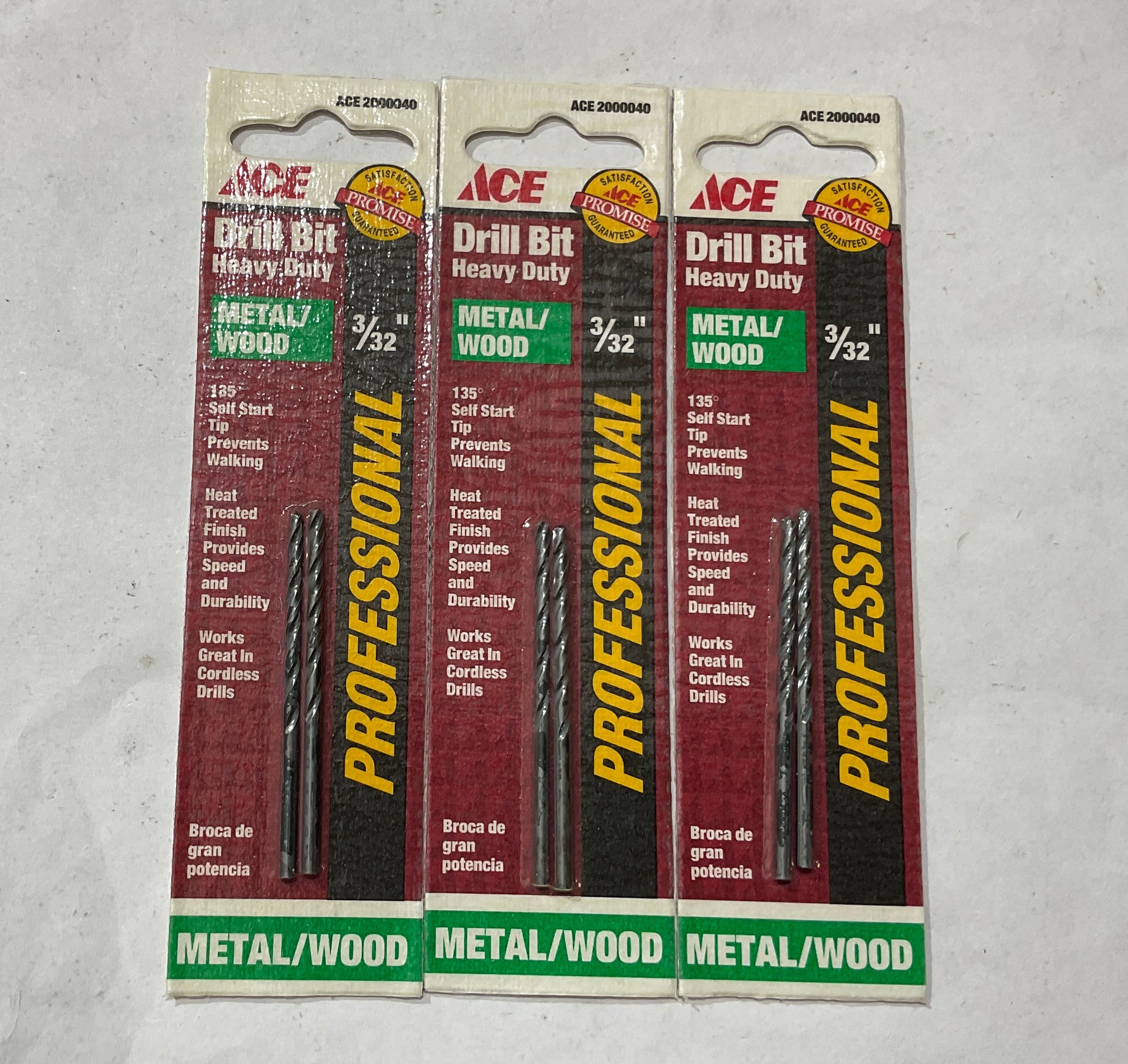 Ace  3/32" Heavy Duty Drill Bits For Metal / Wood 3-2pks 2000040
