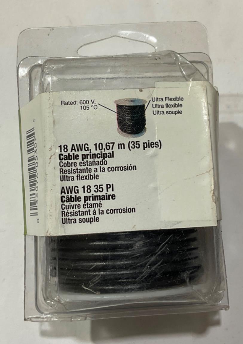 Gardner Bender 18 AWG 35' Blk Tin Plated Copper Xtreme Primary Wire AMW-318 USA