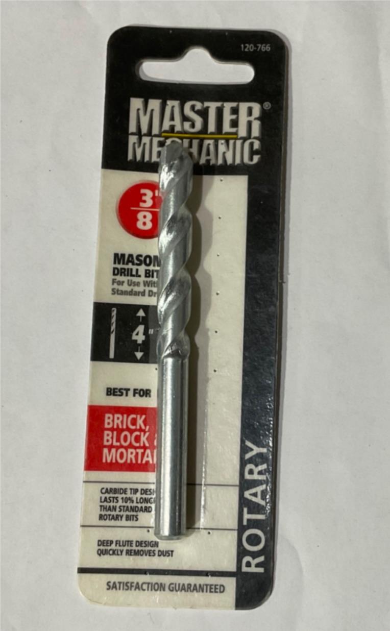 Master Mechanic 120 766 3/8" Masonry 4" Long Carbide Tip Rotary Drill Bit