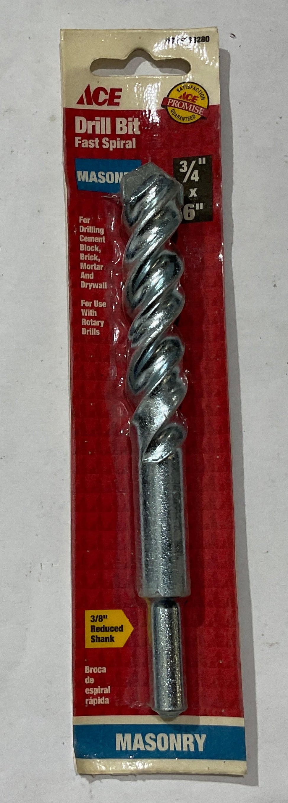 Ace 2108280 3/4" x 6" 3/8" reduced shank Masonry fast spiral drill bit