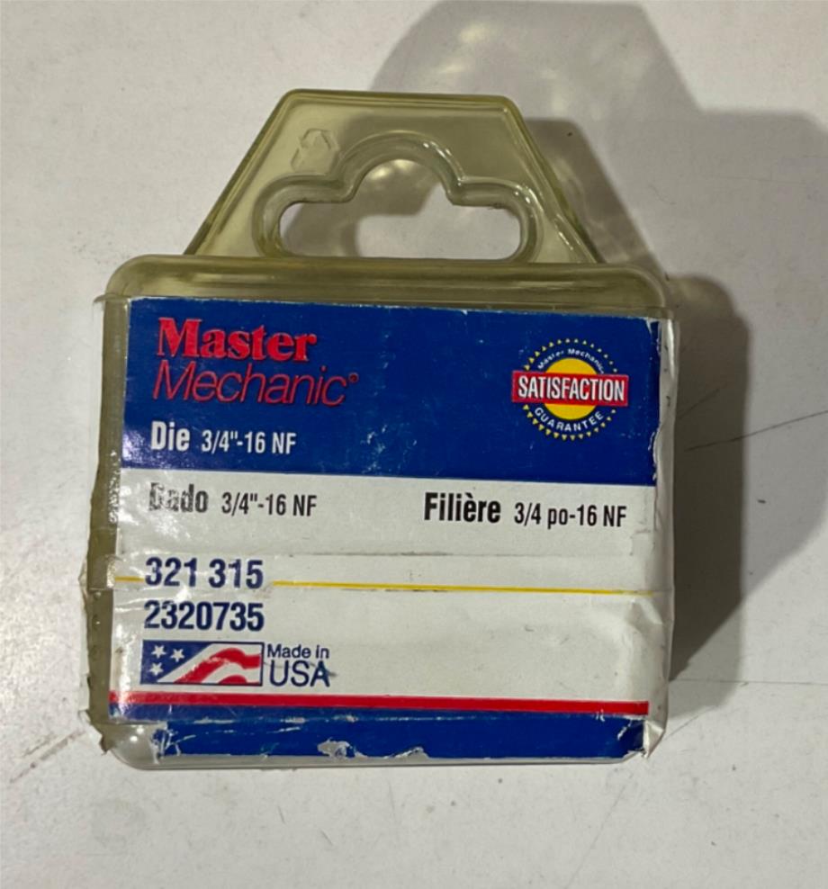 Master Mechanic 321 315 3/4" -16 NF Die USA