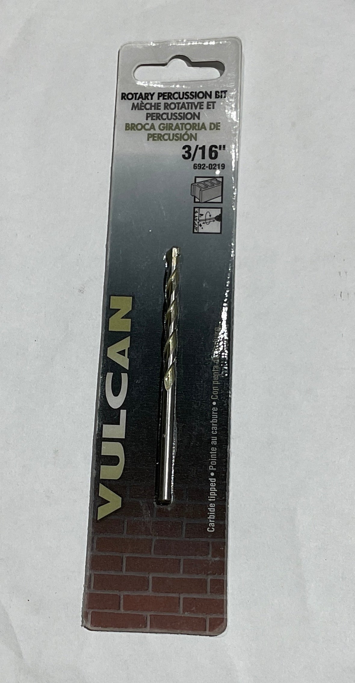 Vulcan 692-0219 3/16" Carbide tipped rotary percussion bit
