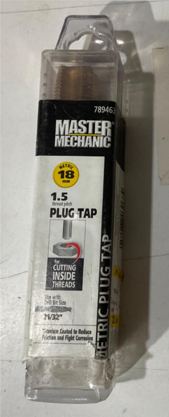 Master Mechanic 789463 18mm 1.5 Thread pitch Metric Titanium coated Plug tap
