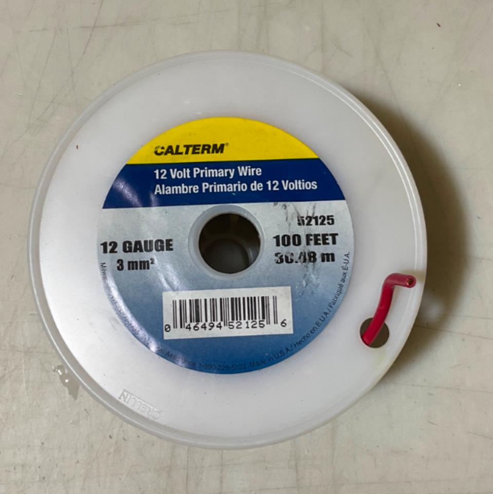 Calterm 12 Volt Red Primary Wire 12 Gauge 100Ft. 52125