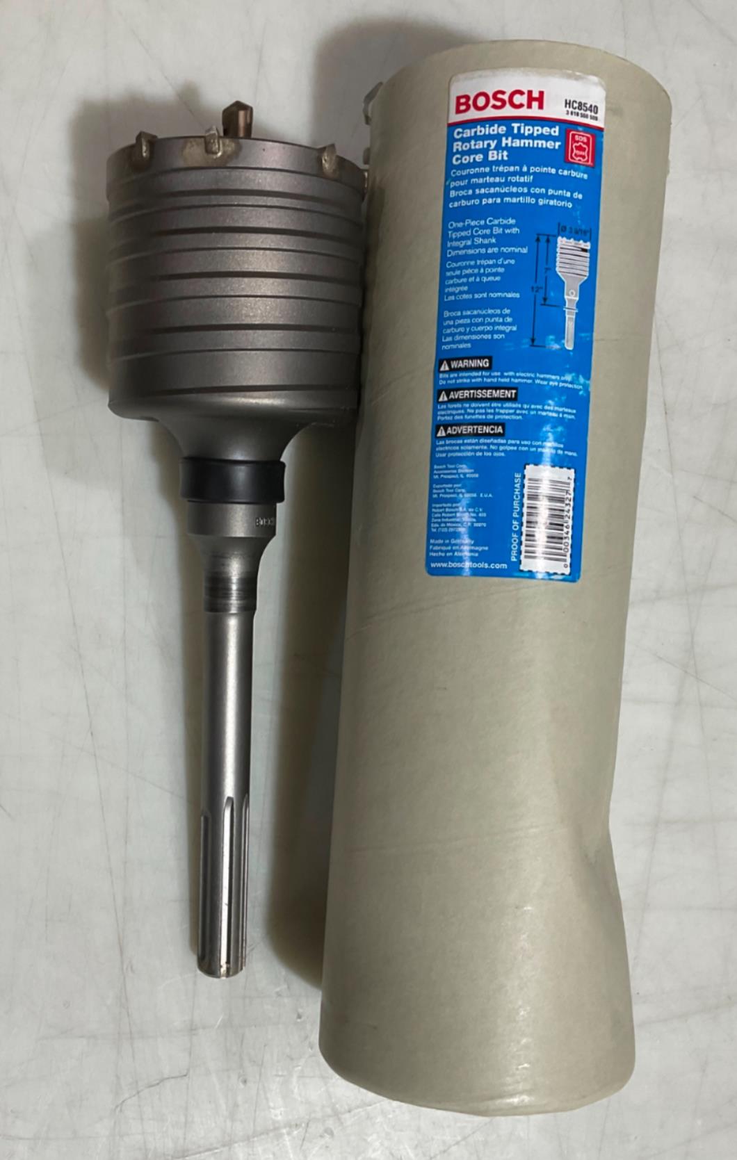 Bosch 3 9/16" x 12" Spline Shank SDS Carbide tipped Rotary Hammer Bit HC8540