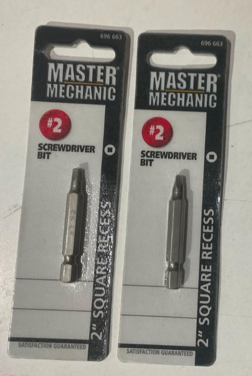 Master Mechanic 696 663 #2 2" Square Recess Screwdriver Bit 2pks