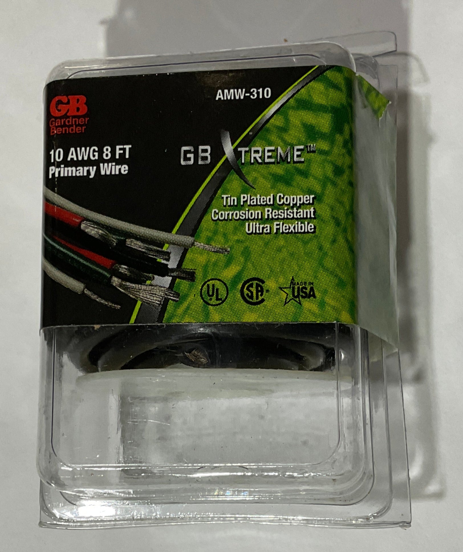 Gardner Bender 10 AWG 8' Black Tin Plated Copper Xtreme Primary Wire AMW-310 USA