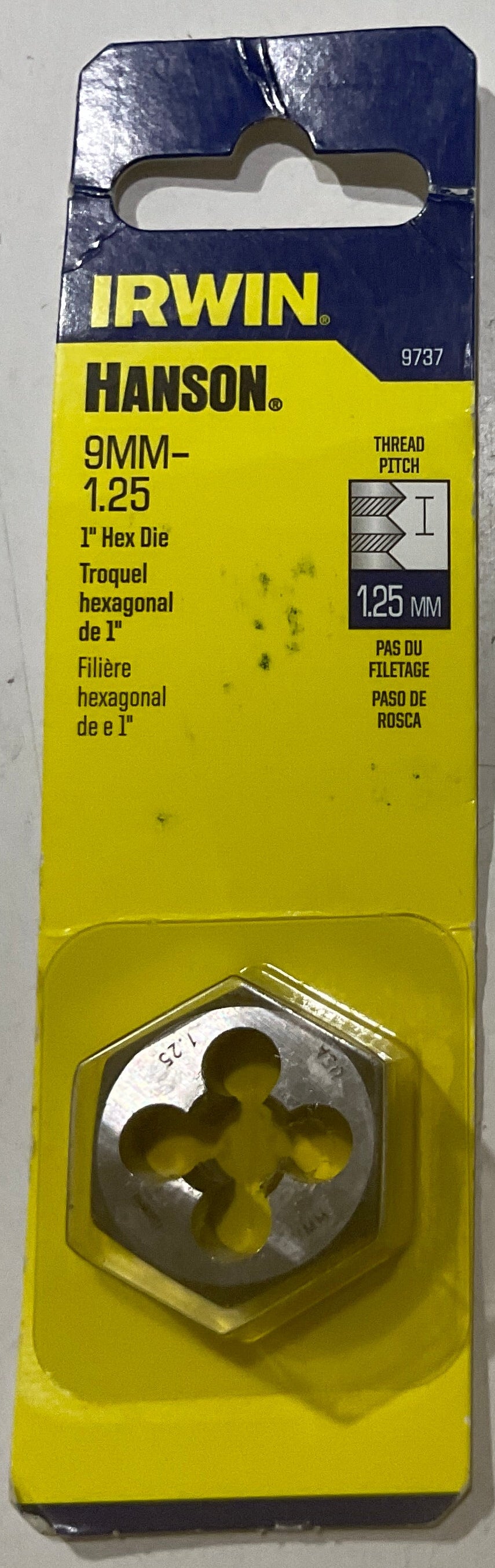 Irwin 9mm-1.25 1" Hex Die 9737 #I-68