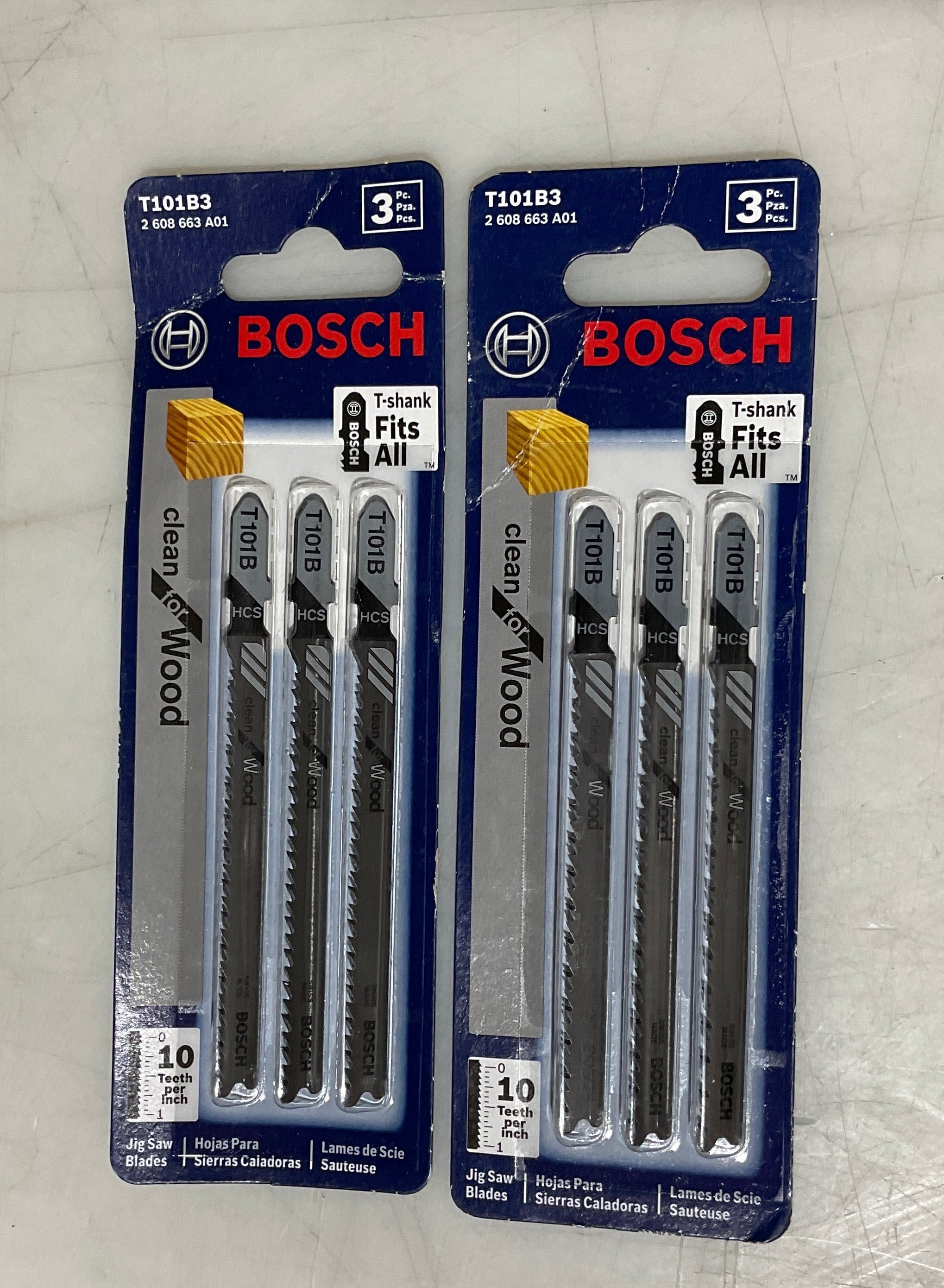 Bosch T101B3 4" x 10 TPI Clean Wood Cutting T-Shank Jig Saw Blades 2-3pk Swiss #I-56