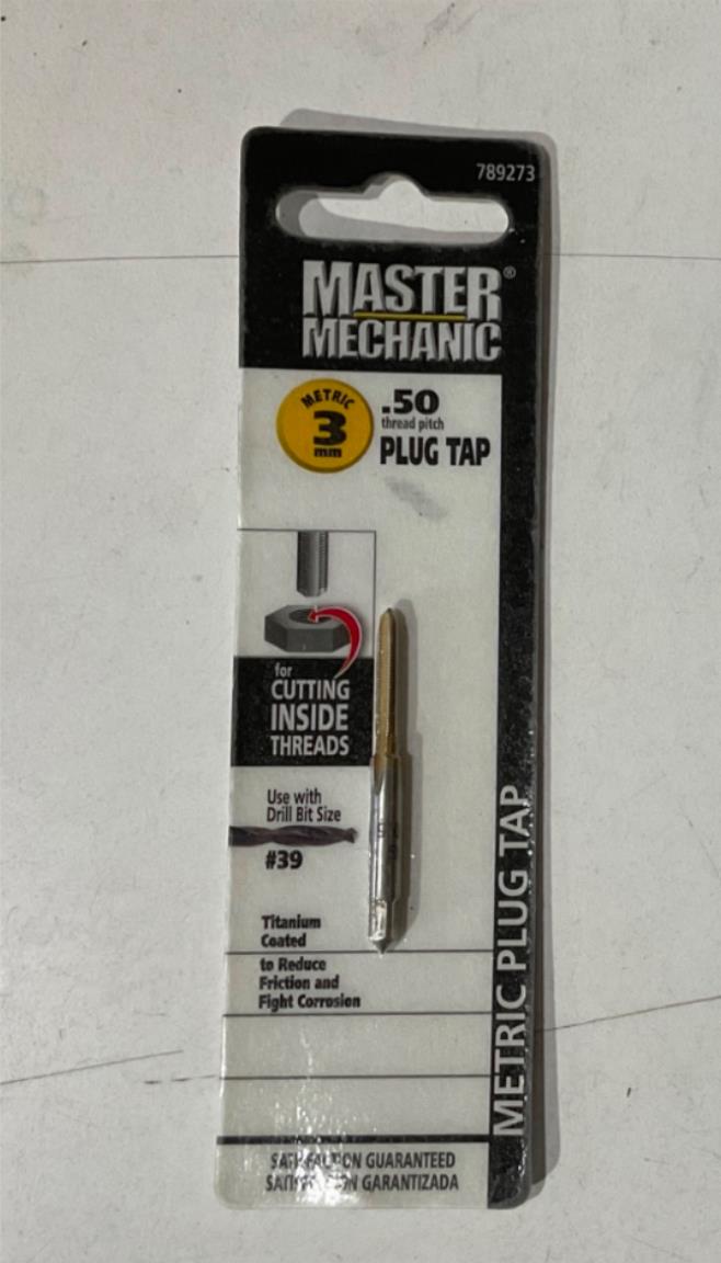 Master Mechanic 789273 3mm Metric .50 thread pitch Titanium coated Plug Tap