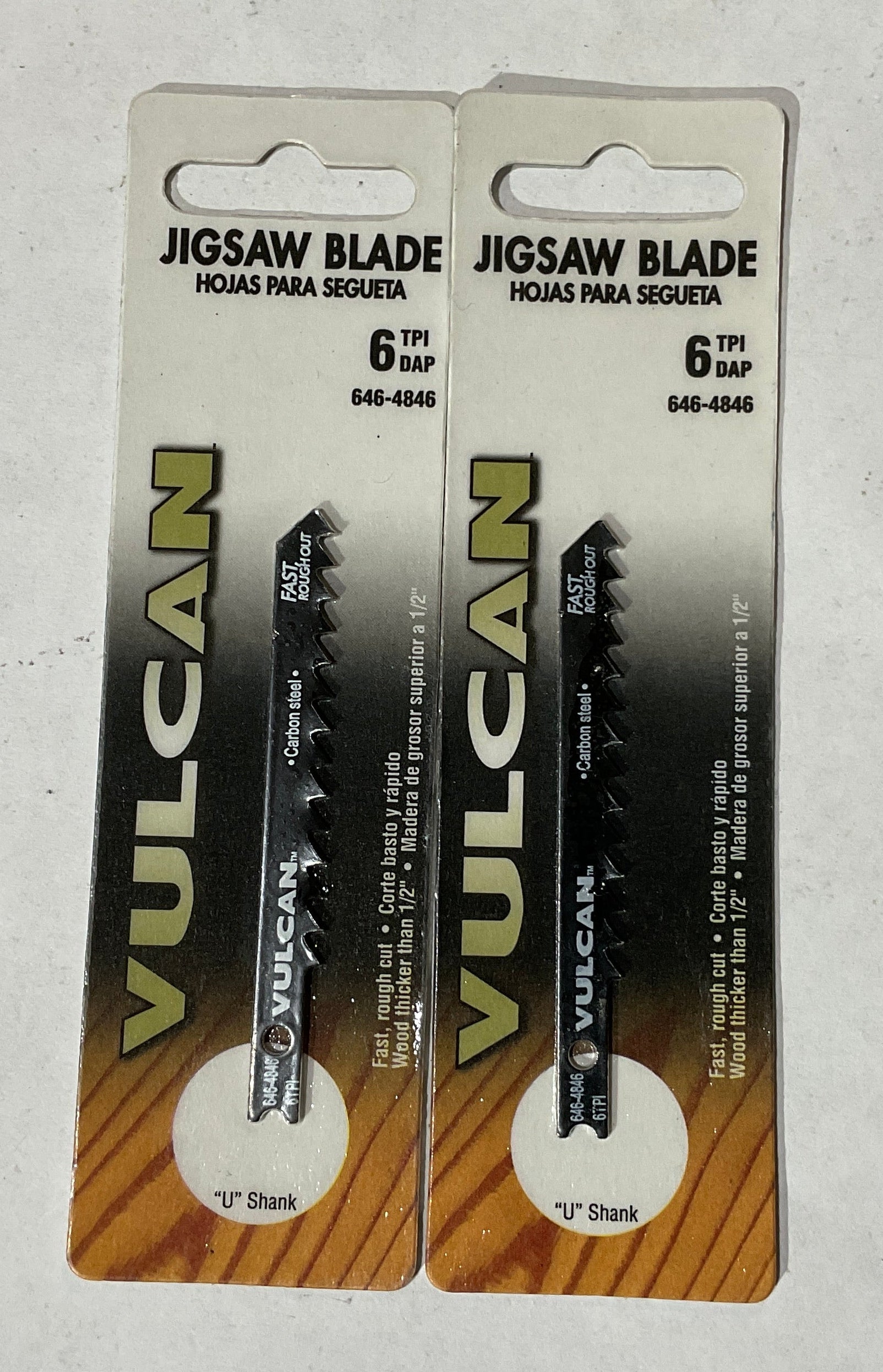 Vulcan 646-4846 U-Shank 3" Carbon steel 6TPI jigsaw blades 2pcs