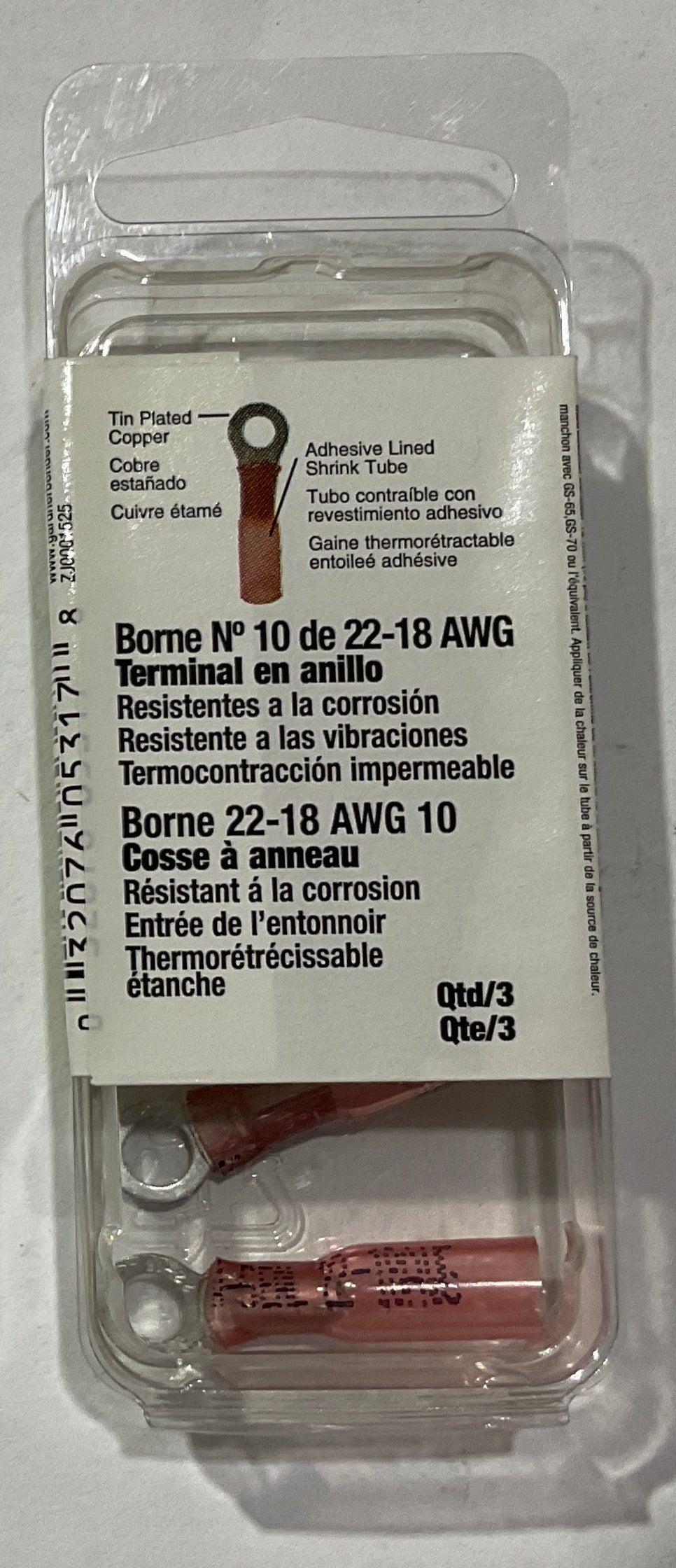 Gardner Bender 22-18 AWG 10 stud  Extreme ring terminal 3pk USA AMT-100 #47