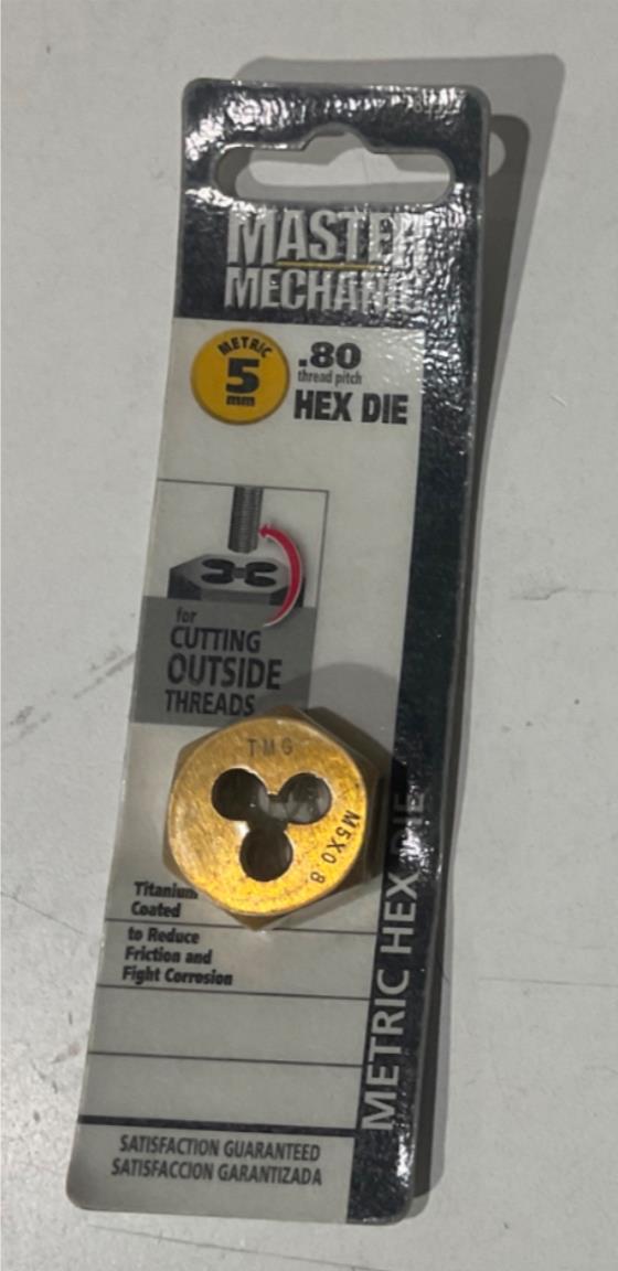 Master Mechanic 789527 5mm .80 Thread pitch Titanium coated Hex Die