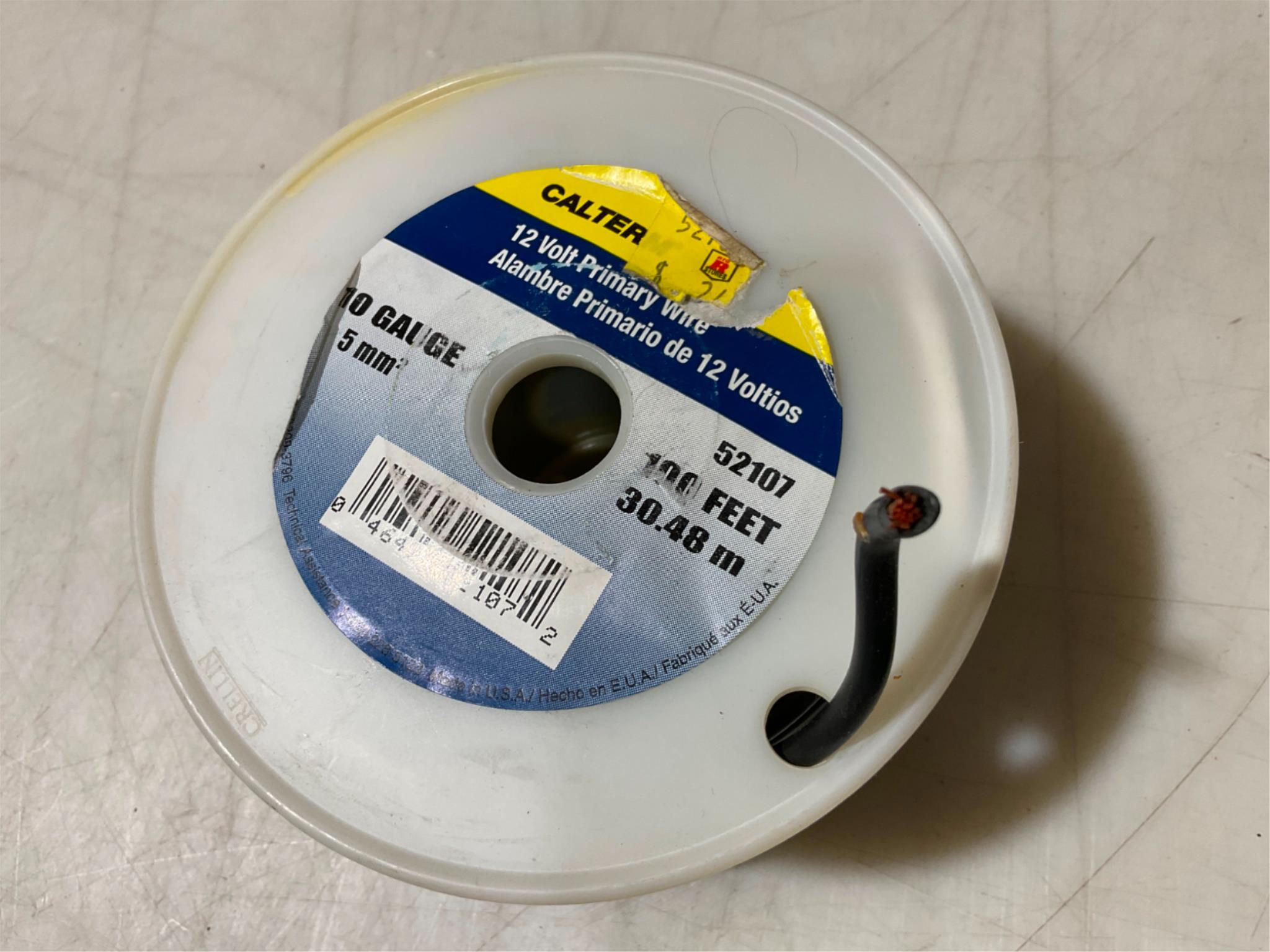 Calterm 12 Volt Black Primary Wire 10 Gauge 100Ft. 52107
