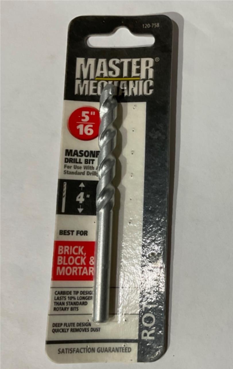 Master Mechanic 120 758 5/16" Masonry 4" Carbide Tip Rotary Drill Bit
