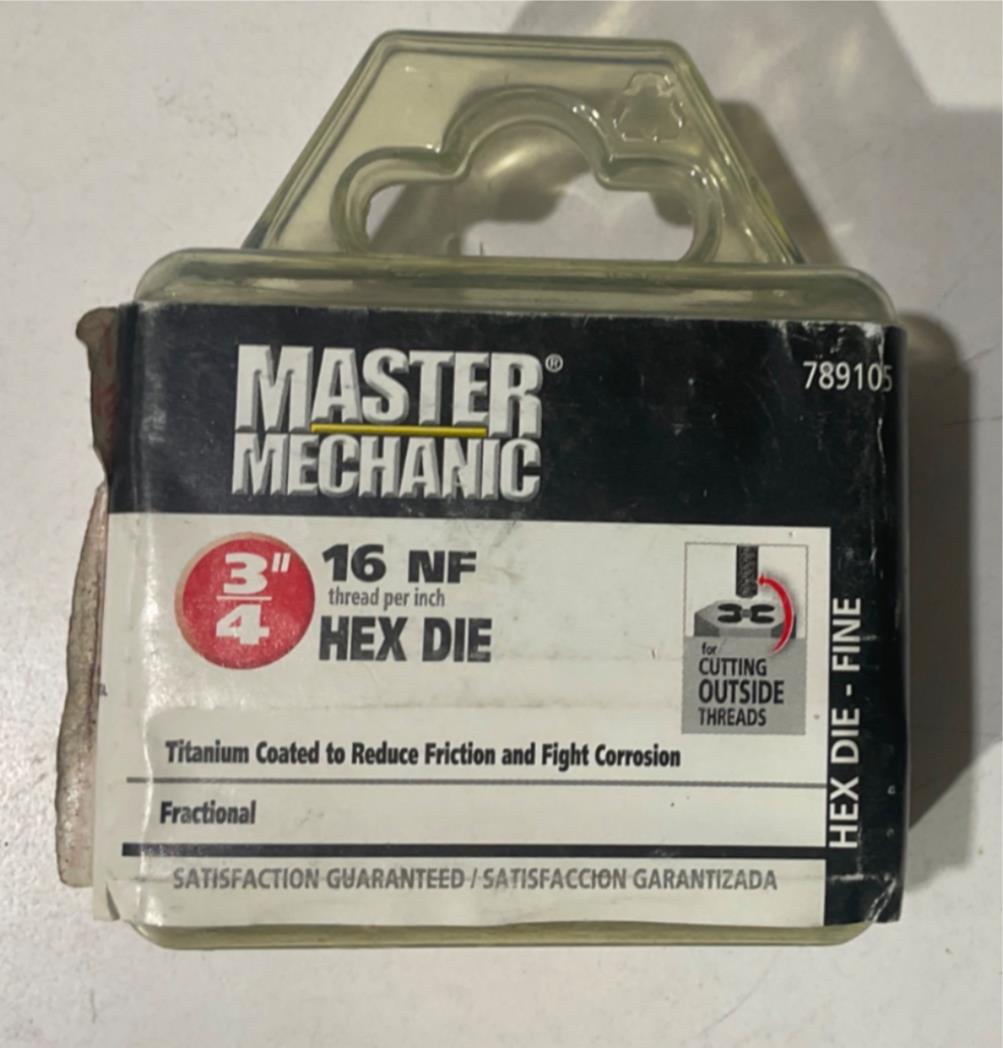 Master Mechanic 789105 3/4" 16 NF Titanium coated Hex Die