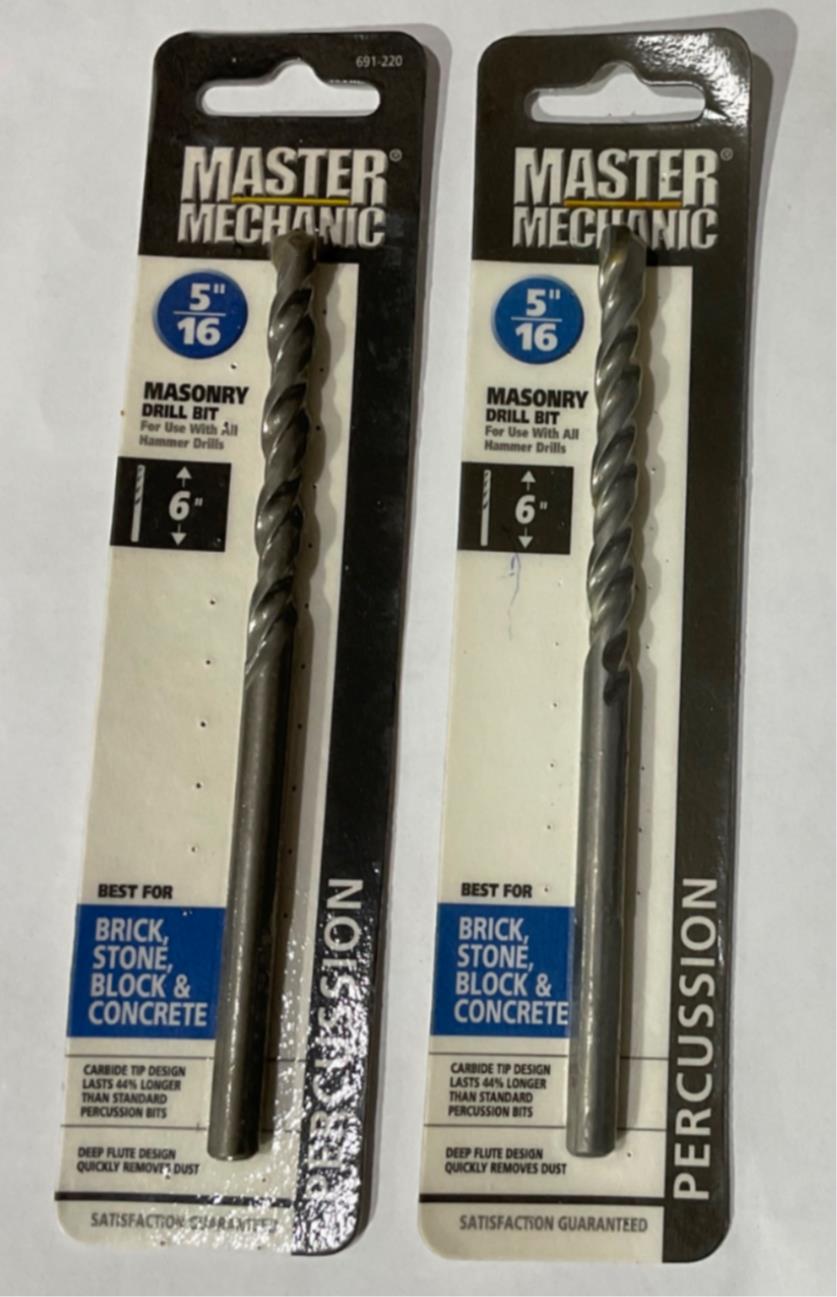 Master Mechanic 691 220 5/16" 6" Carbide Tip Masonry Drill Bit 2pks