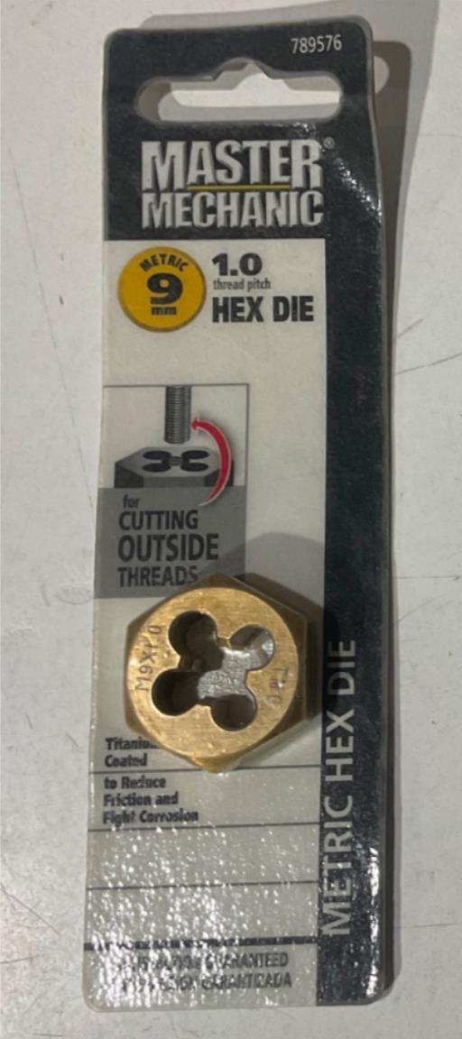 Master Mechanic 789576 9mm -1.0 Titanium coated Metric Hex Die