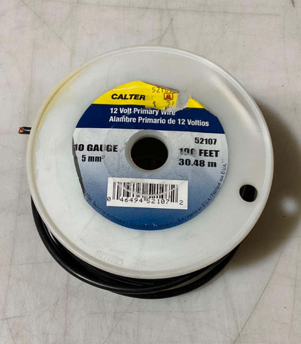 Calterm 12 Volt Black Primary Wire 10 Gauge 100Ft. 52107
