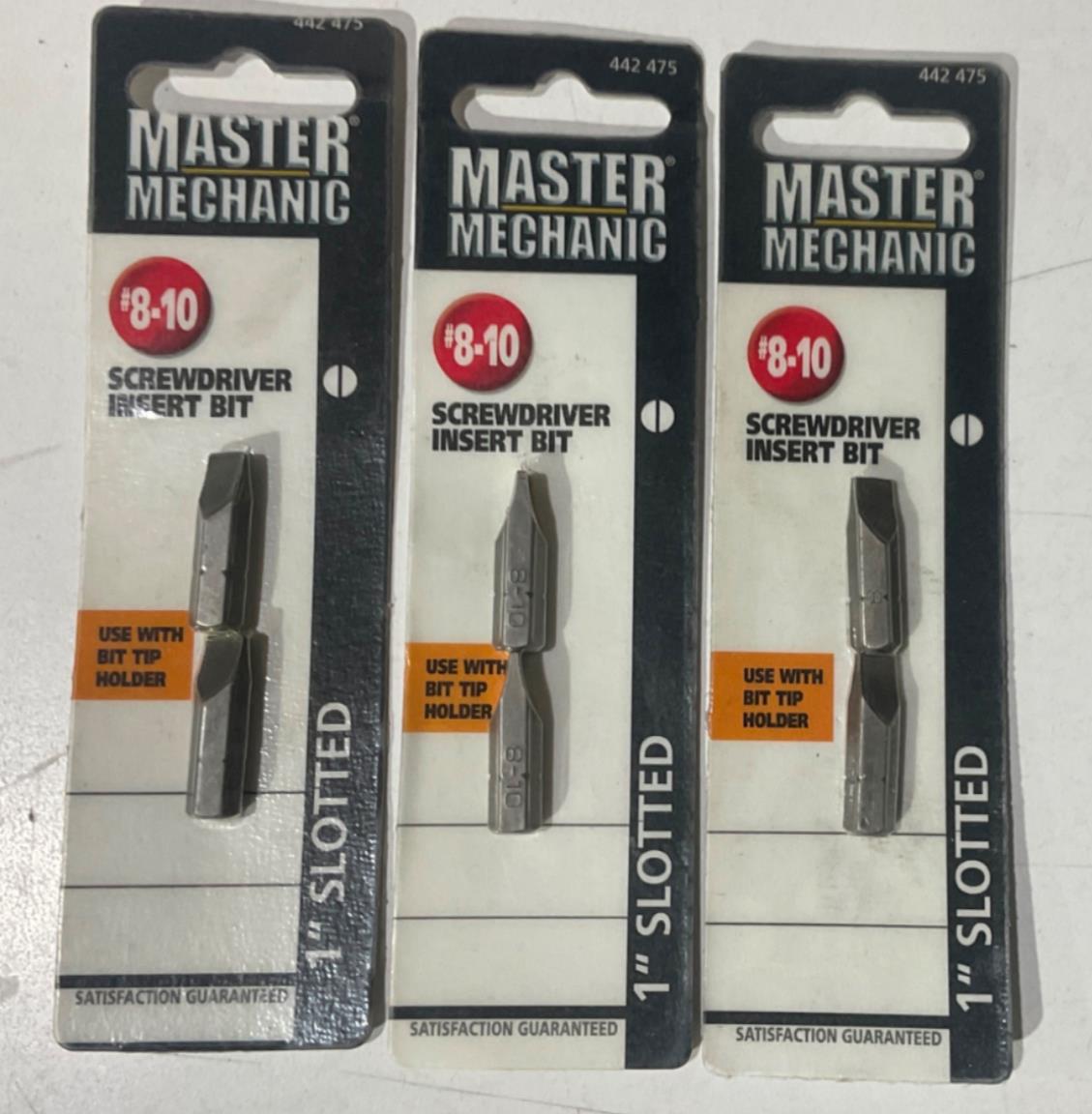 Master Mechanic 442 475 #8-10 Slotted Screwdriver Insert Bit 3-2pks