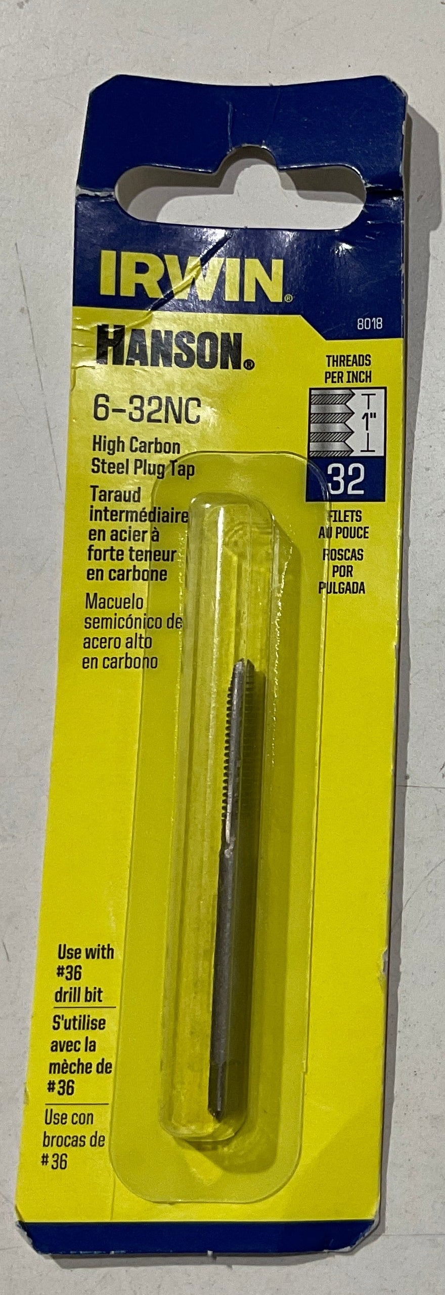 Irwin 6-32NC High Carbon Steel Plug Tap 8018 #I-98