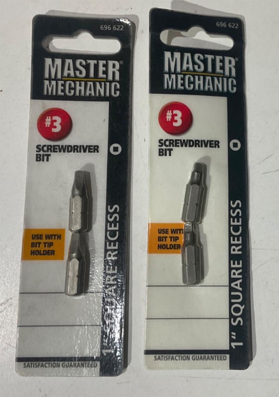 Master Mechanic 696 622 #3 Square Recess Screwdriver Bit 2-2pks