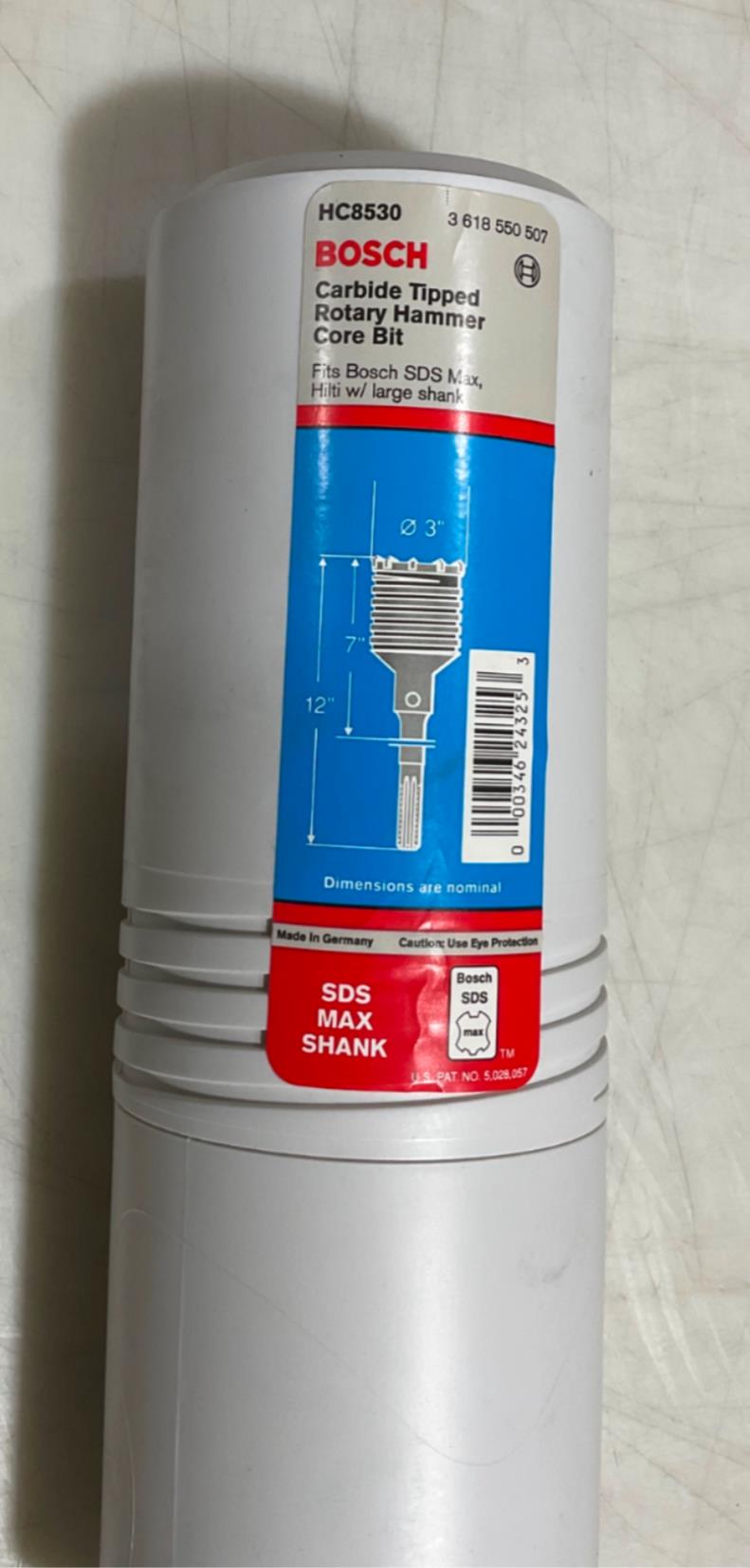 Bosch 3" x 12" Spline Shank SDS Max Carbide tipped Rotary Hammer Bit HC8530