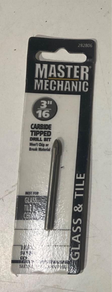 Master Mechanic 282806 3/16" Carbide Tipped Glass and Tile Drill Bit