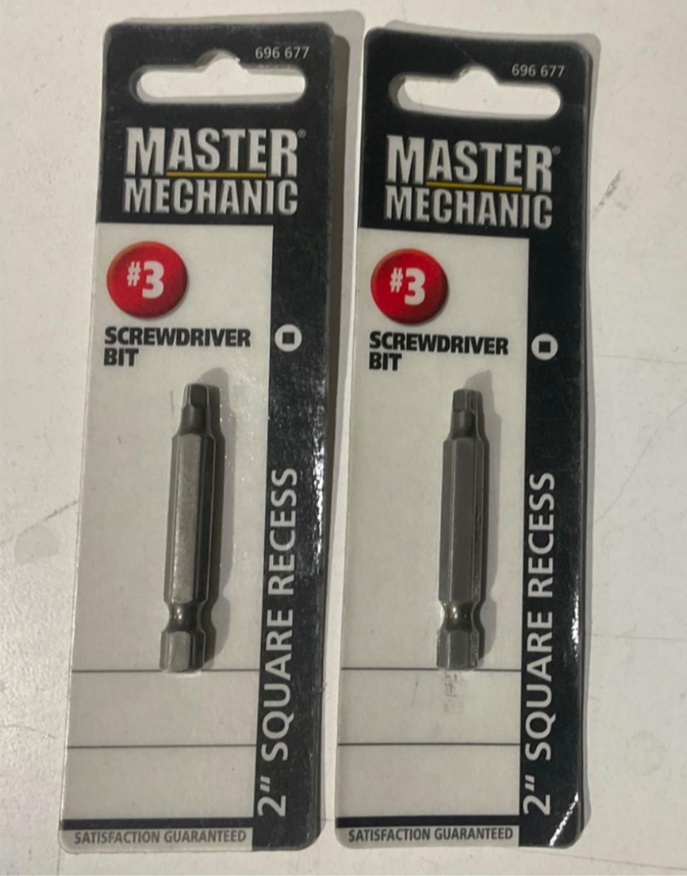 Master Mechanic 696 677 #3 2" Square Recess Screwdriver Bit 2pks