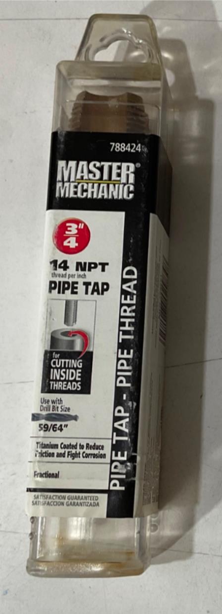 Master Mechanic 788424 3/4" 14 NPT Titanium coated Pipe Tap - Pipe Thread