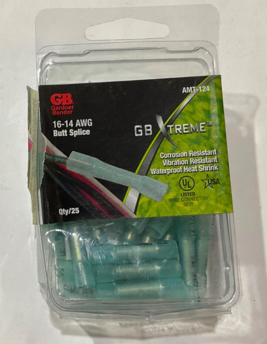 Gardner Bender Transparent 16-14 AWG Butt Splice 25pk AMT-124 USA