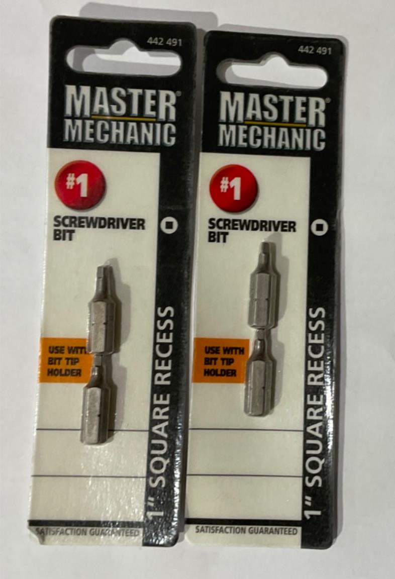 Master Mechanic 442 491 #1 1" Square Recess Screwdriver Bit 2-2pks