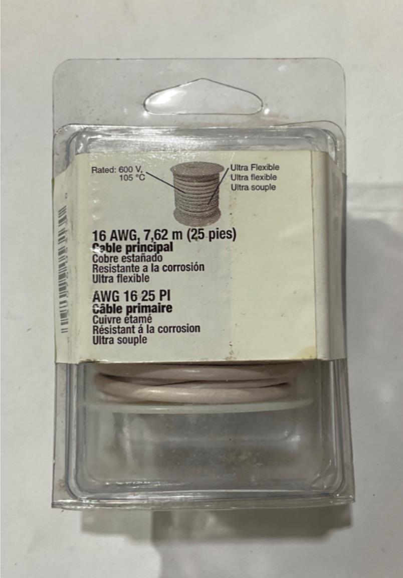 Gardner Bender 16 AWG 25' White Tin Plated Copper Primary Wire AMW-336 USA