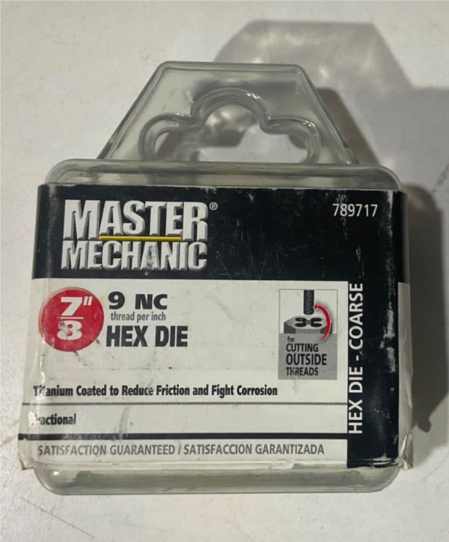 Master Mechanic 789717 7/8" -9 NC Titanium Coated Hex Die