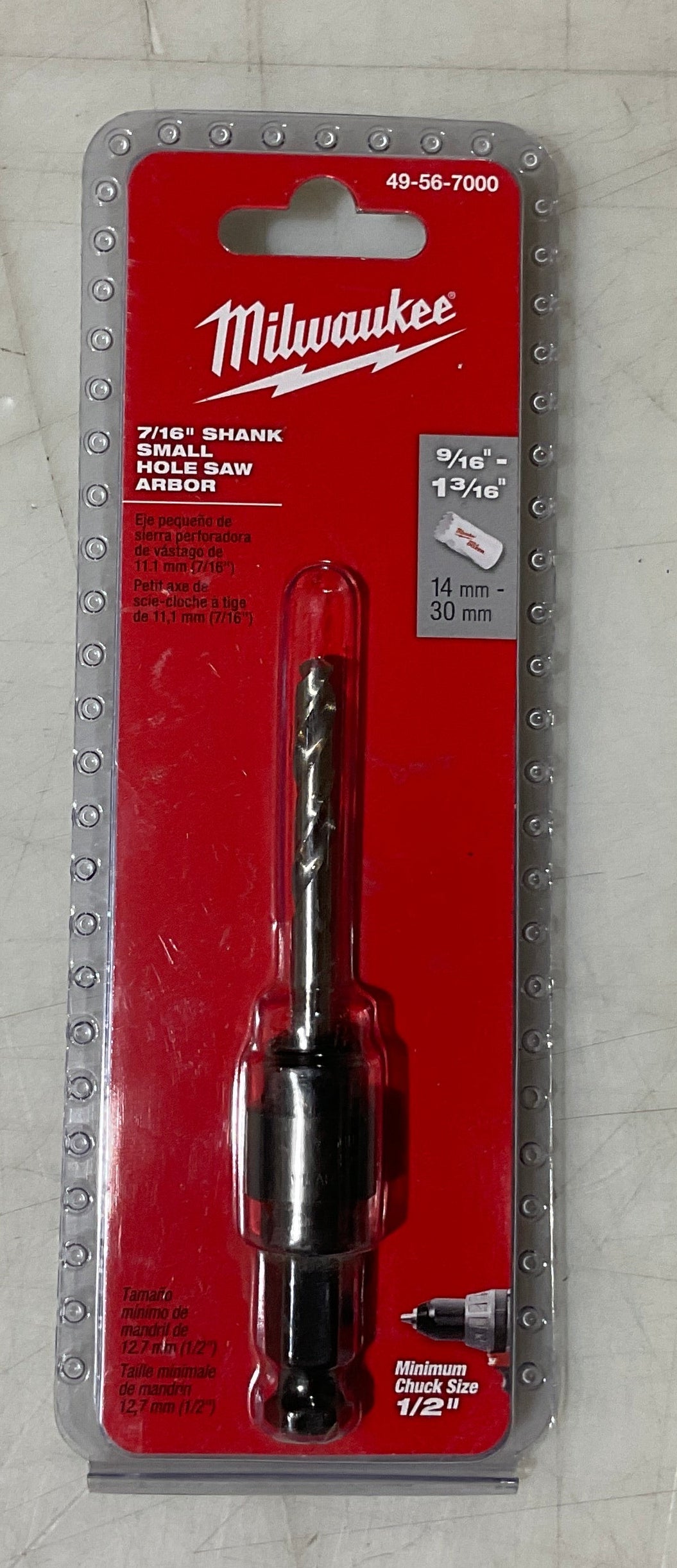Milwaukee 7/16" Shank Wood & Metal Threaded Hole Saw Arbor 49-56-7000 #85