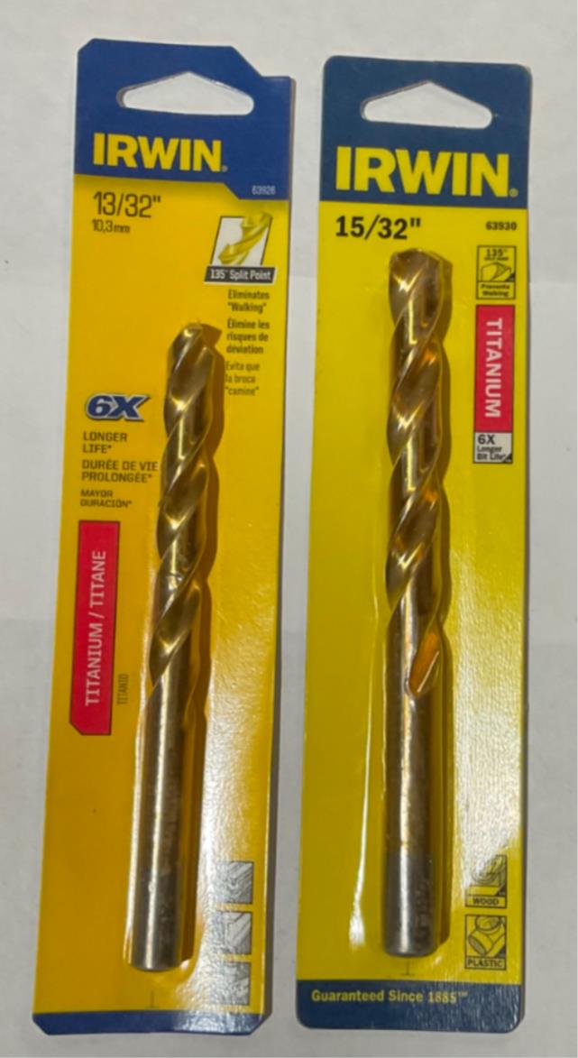 Irwin 63926-30 2pc Titanium split point drill bit #I-58