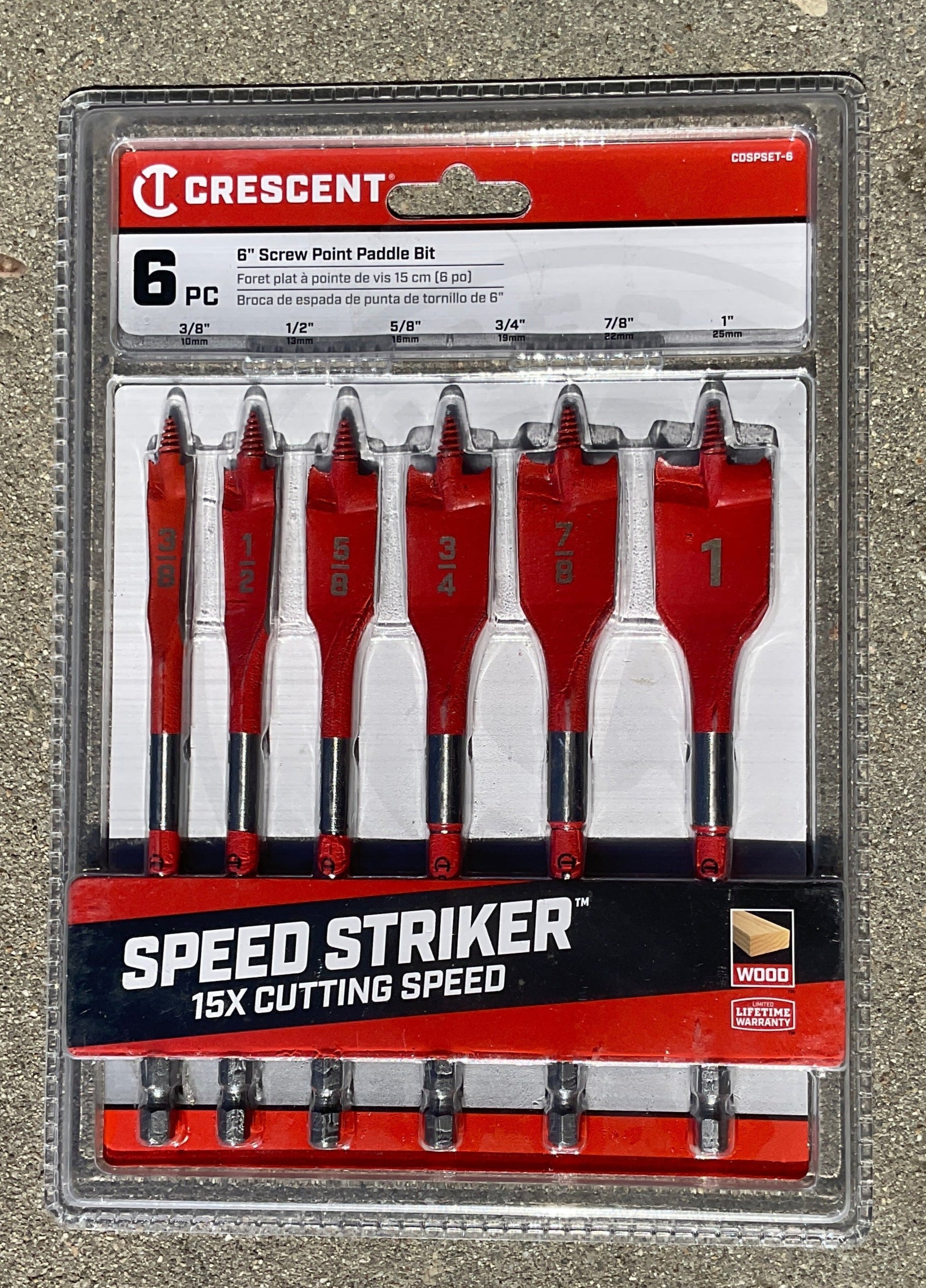 Crescent 6 Piece Screw Point Paddle Drill Bit Set,6" | CDSPSET-6