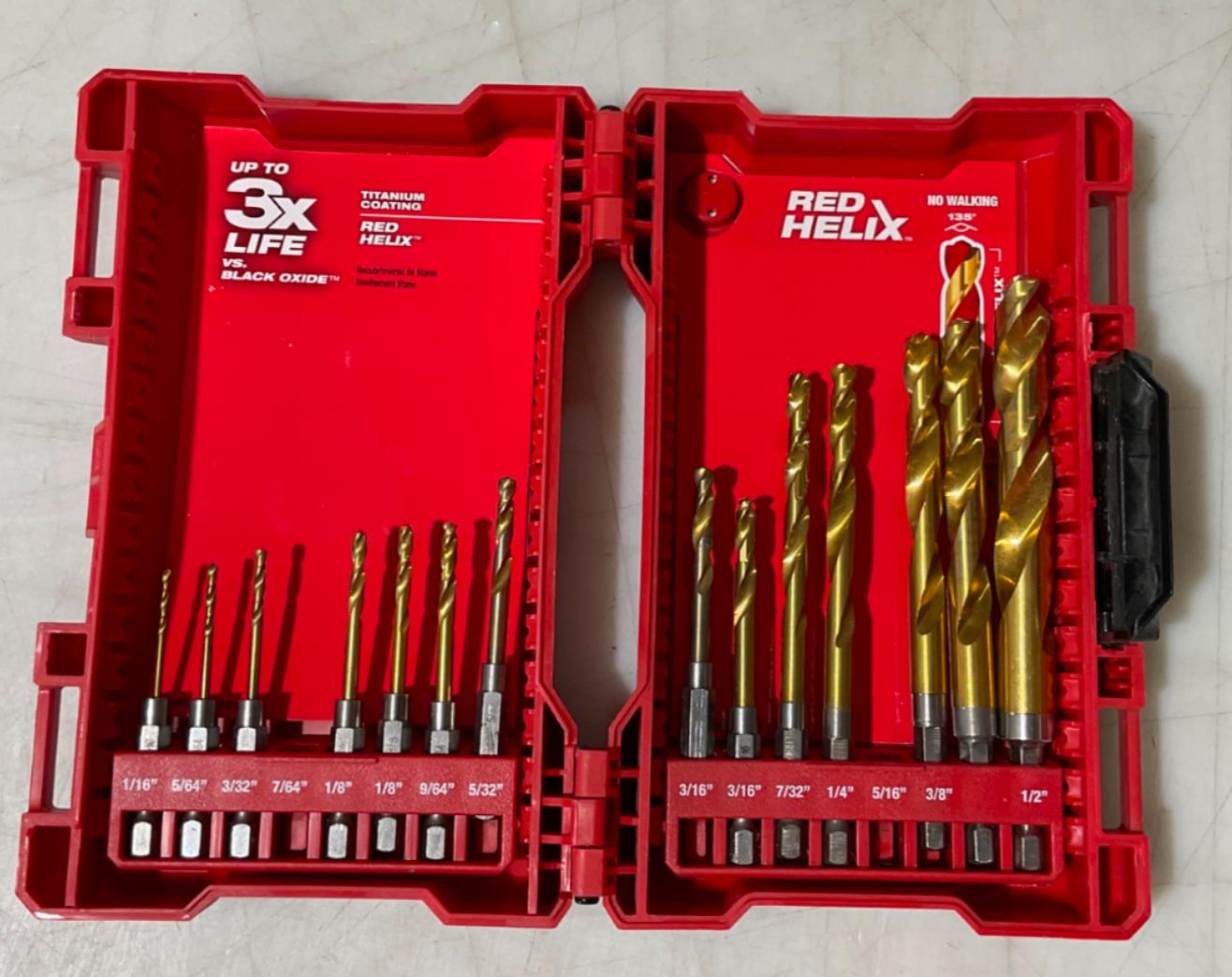 Milwaukee 15pc Red Helix Titanium coated drill bit set 48-89-4630 #75