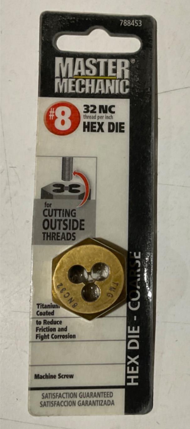 Master Mechanic 788453 #8 32 NC Titanium Coated Hex Die