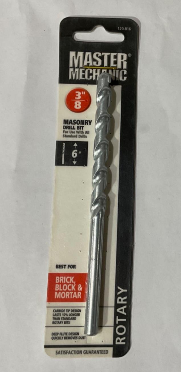 Master Mechanic 120 816 3/8" Masonry 6" Carbide Tip Rotary Drill Bit