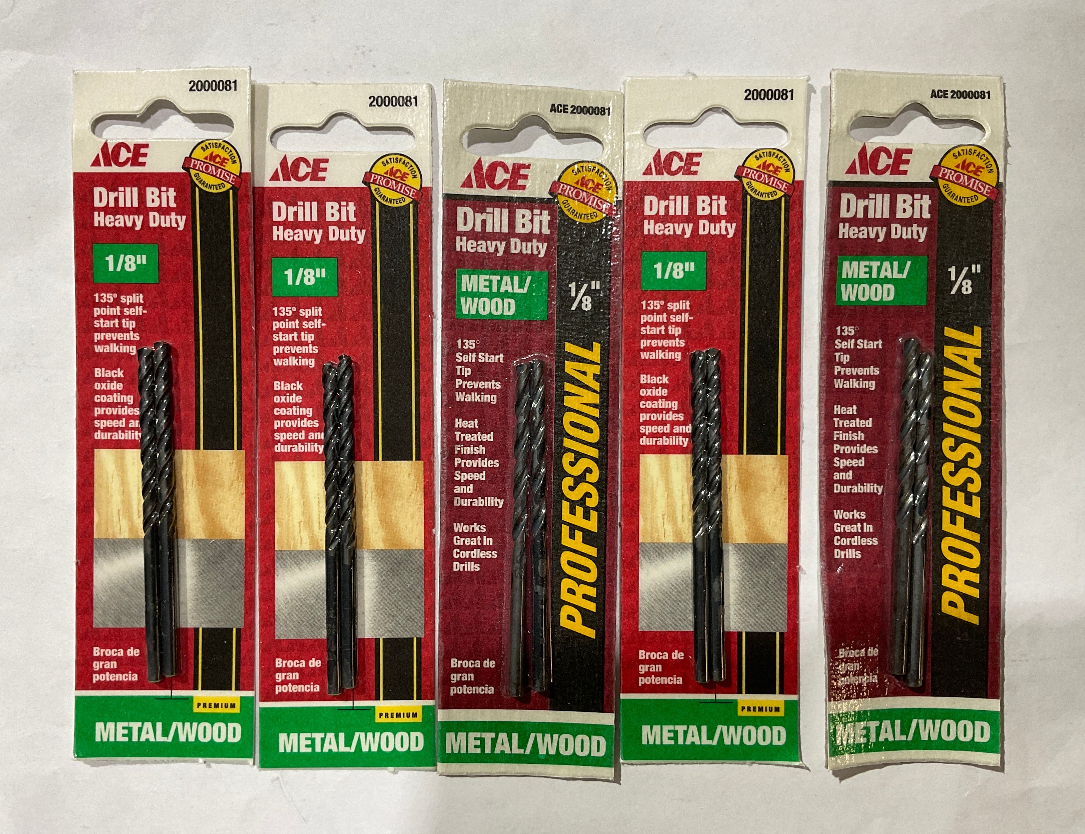 ACE 2000081 1/8" Heavy Duty Drill Bits 5-2 Packs