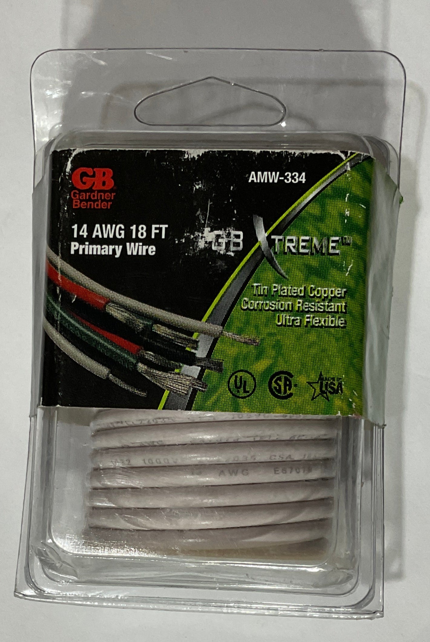 Gardner Bender 14 AWG 18' White Tin Plated Copper Xtreme Primary Wire AMW-334 USA