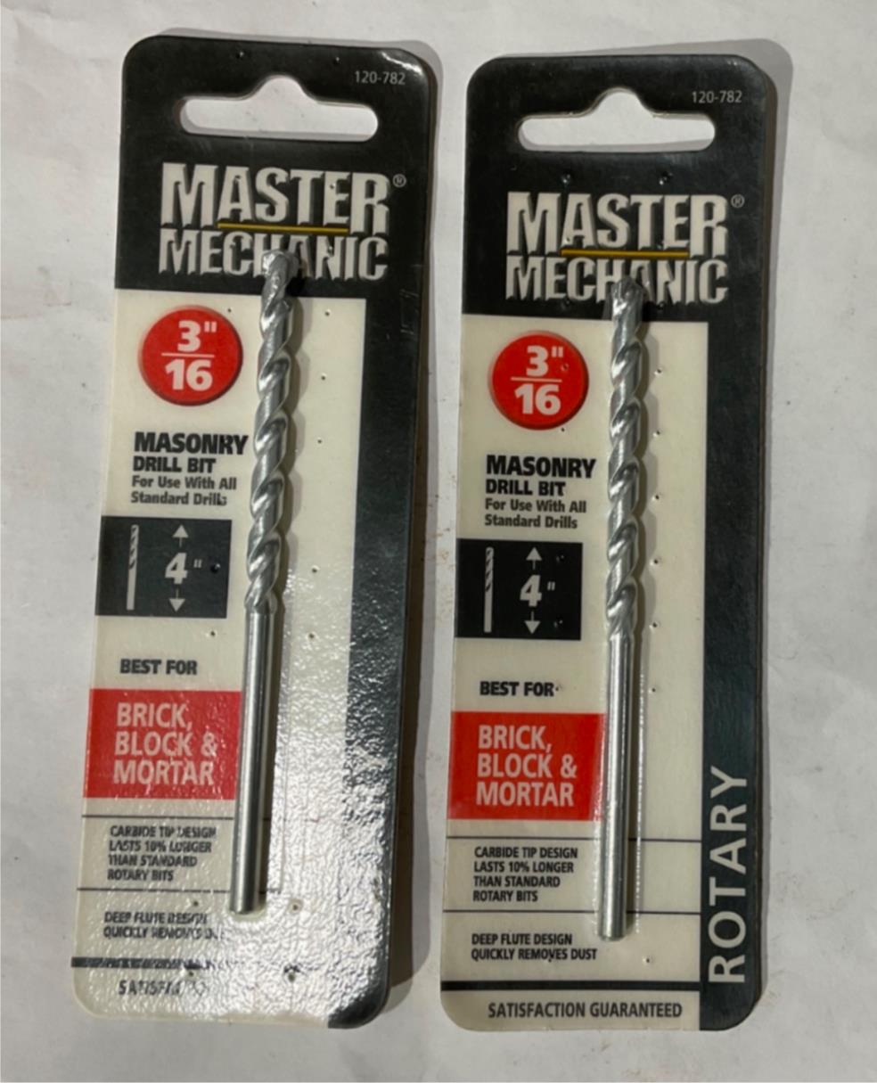 Master Mechanic 120 782 3/16" Masonry 4" Carbide Tip Rotary Drill Bit