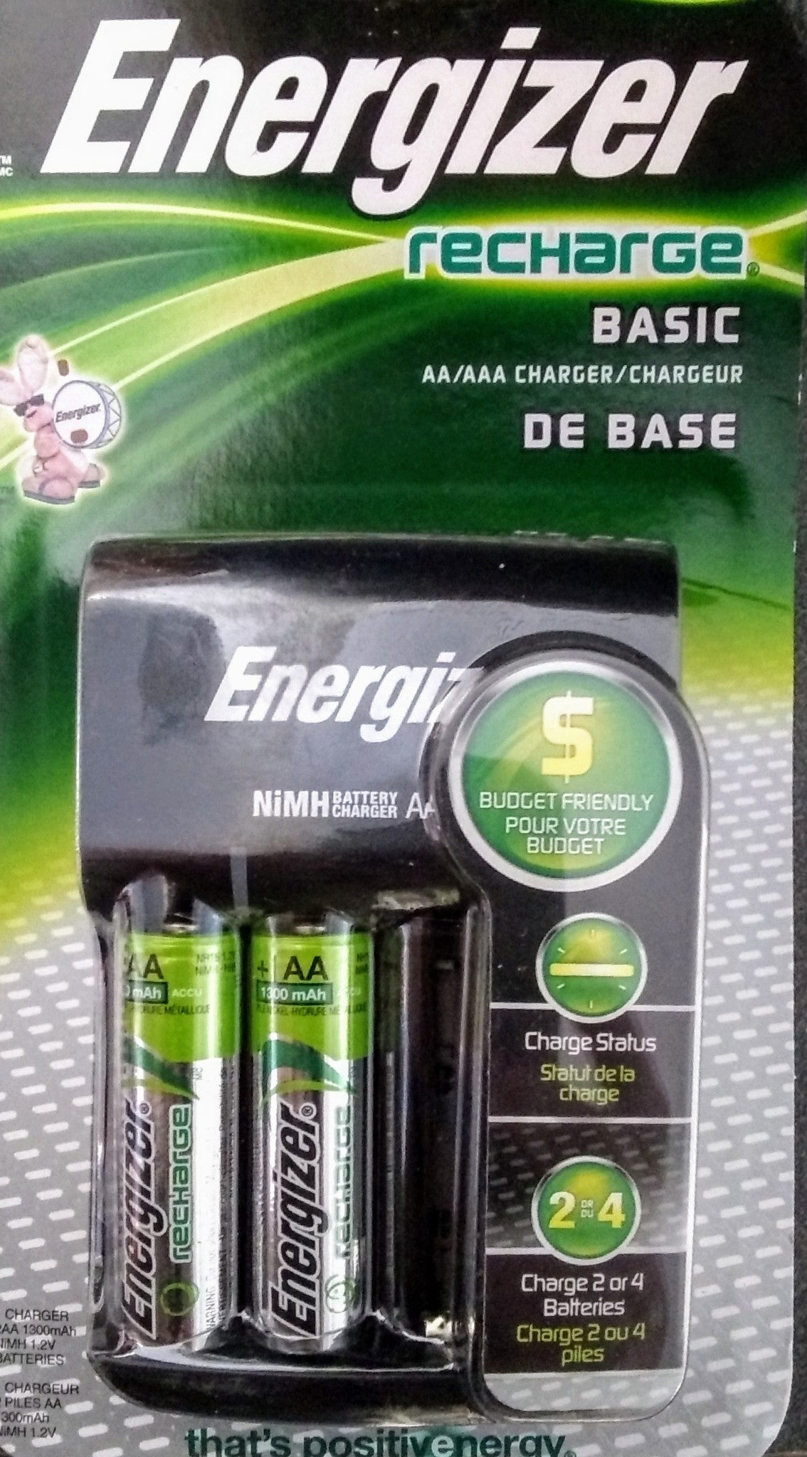 Energizer CHVCWB2 Recharge Basic Charger for AA & AAA Rechargeable Batteries