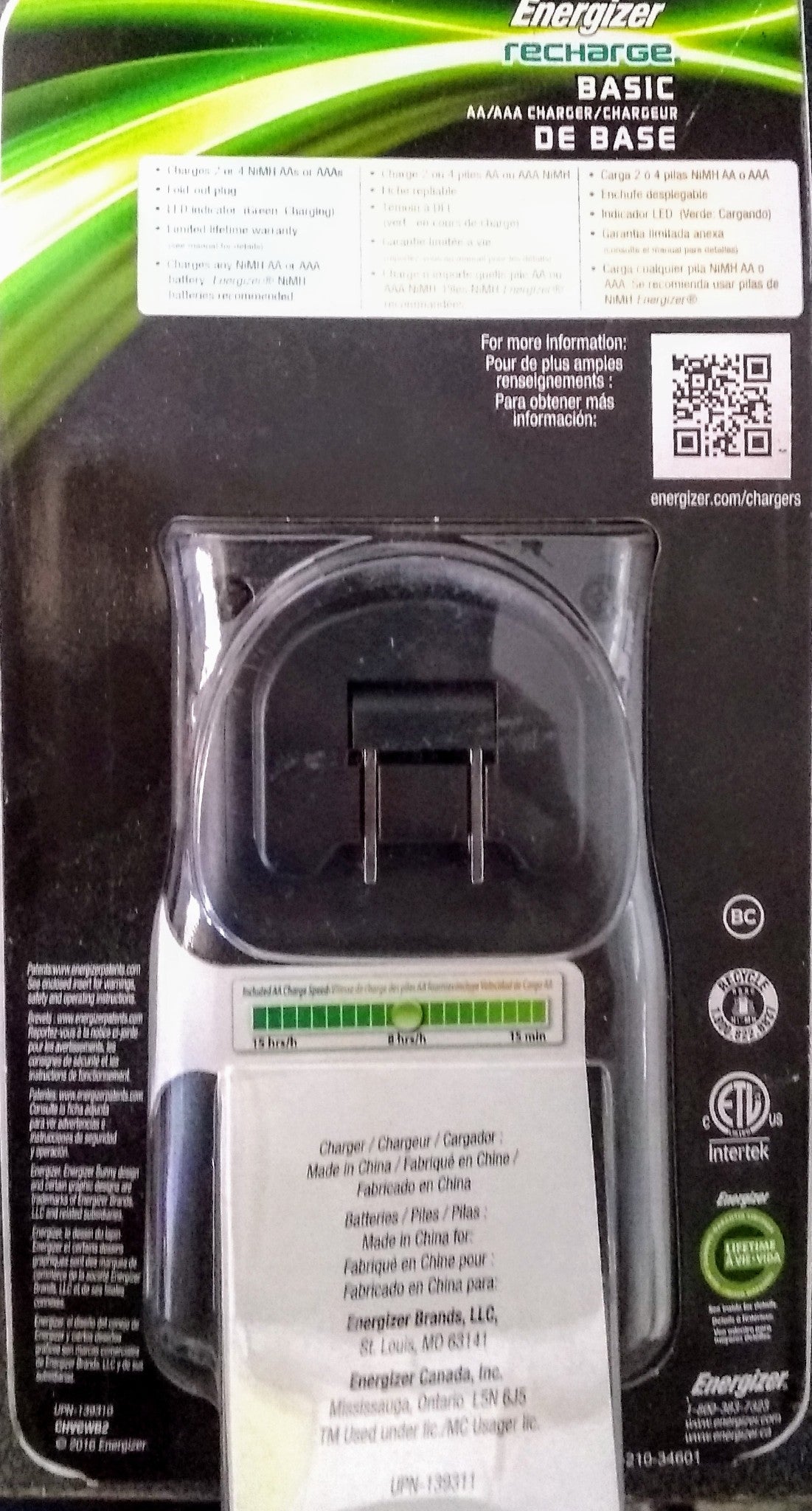 Energizer CHVCWB2 Recharge Basic Charger for AA & AAA Rechargeable Batteries