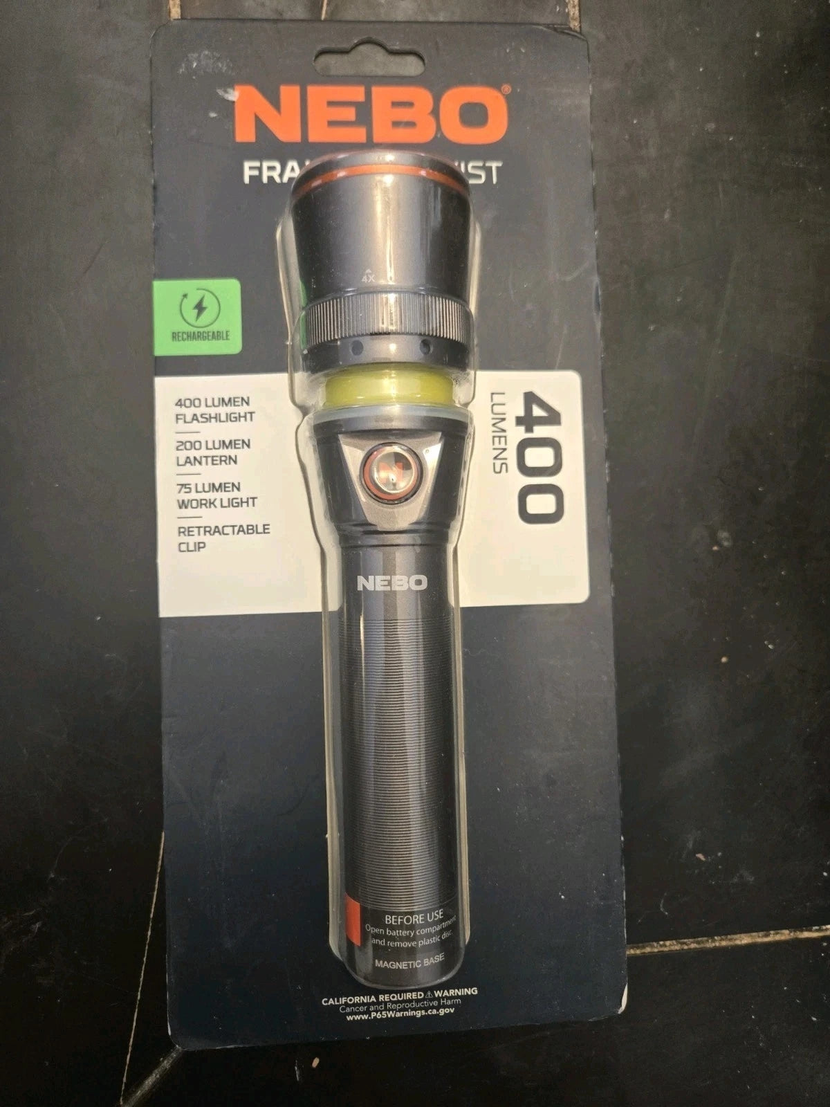 NEBO FRANKLIN TWIST Rechargeable ALUMINUM Flashlight 400 Lumen NEB-WLT-0024