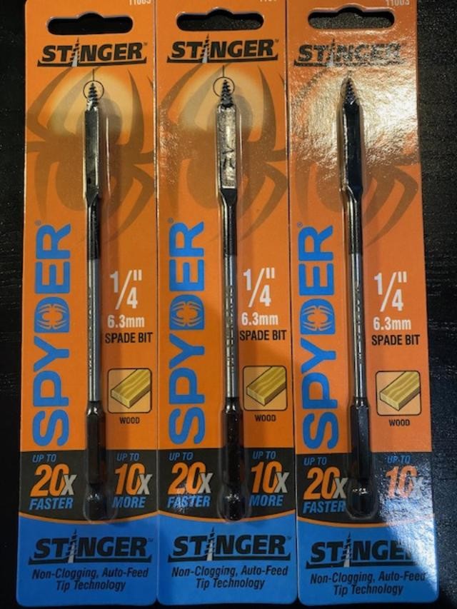 Spyder Stinger 1/4" Spade Drill Bits 3pcs. 11003