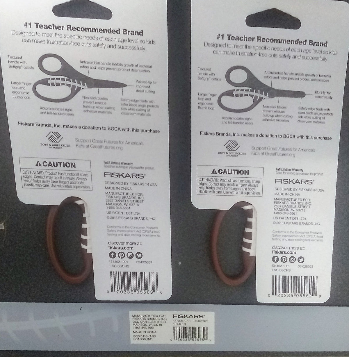Fiskars 134162 Football MVP 5" Kid's 3-Piece Scissors & Ruler Set