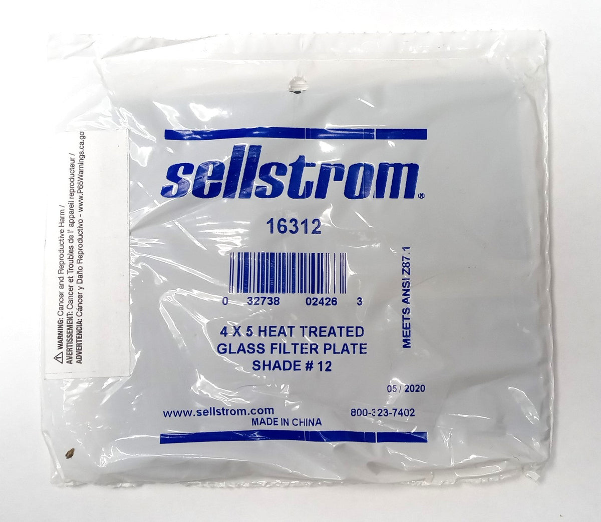 Sellstrom 4 x 5 Heat Treated Glass Filter Plate Shade #12 16312