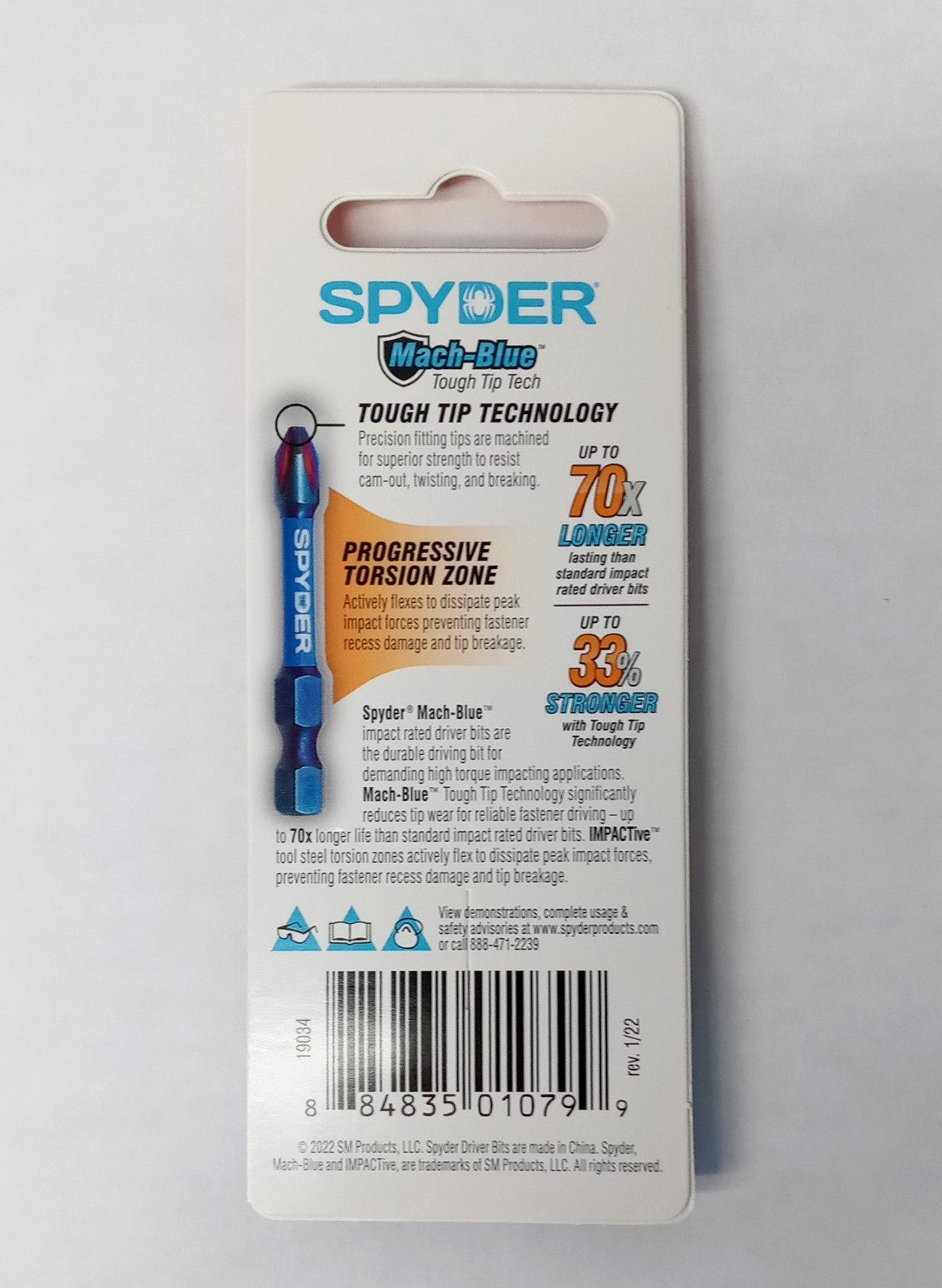 Spyder Mach-Blue PH2 1/4-in x 1-in Phillips Impact Driver Bit 6 Piece 19034